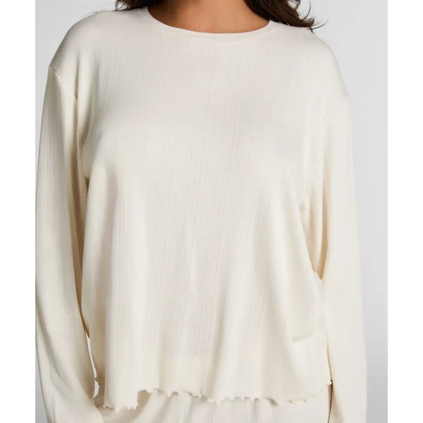 Pyjama Top Loose Pointelle - Blanc