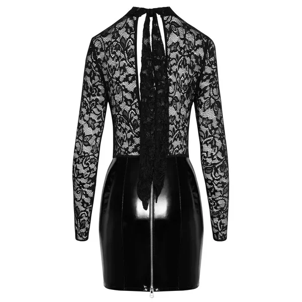 Robe bi-matière dentelle + vinyle