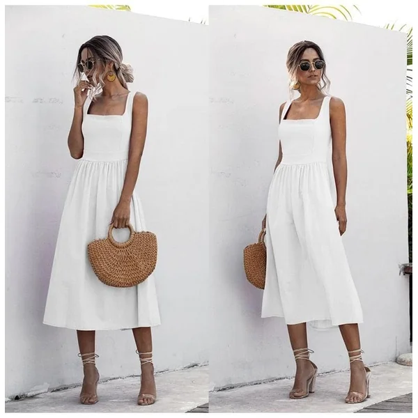 Robe blanche bohème d’été dos nu