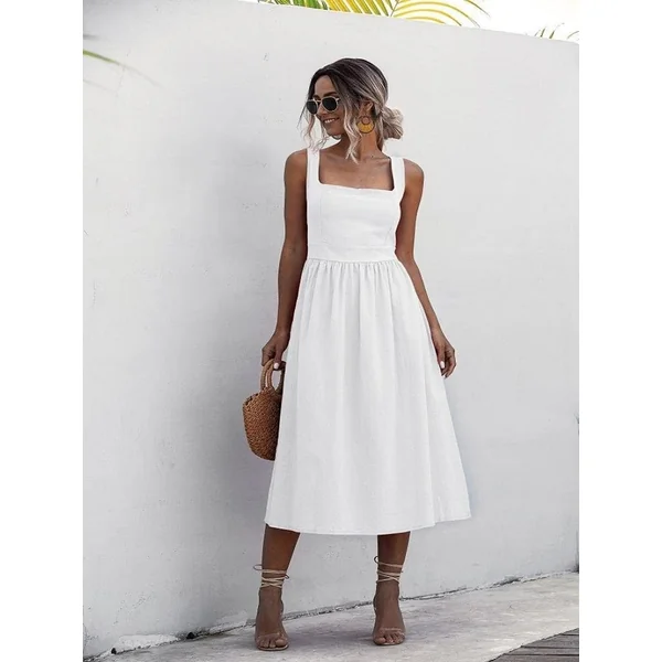Robe blanche bohème d’été dos nu