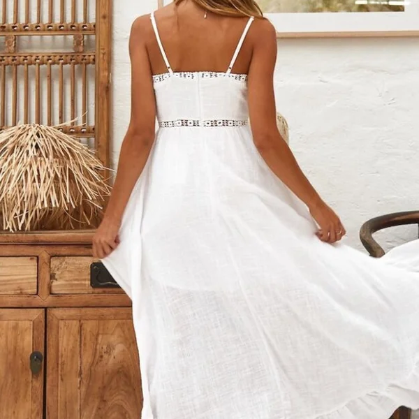 Robe blanche longue bohémienne vintage