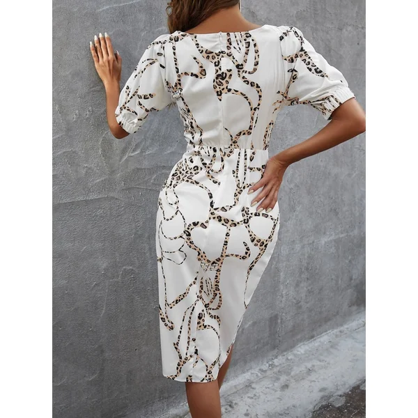 Robe Blanche À Motif Léopard