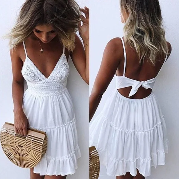 Robe Boho Courte Dos Dénudé