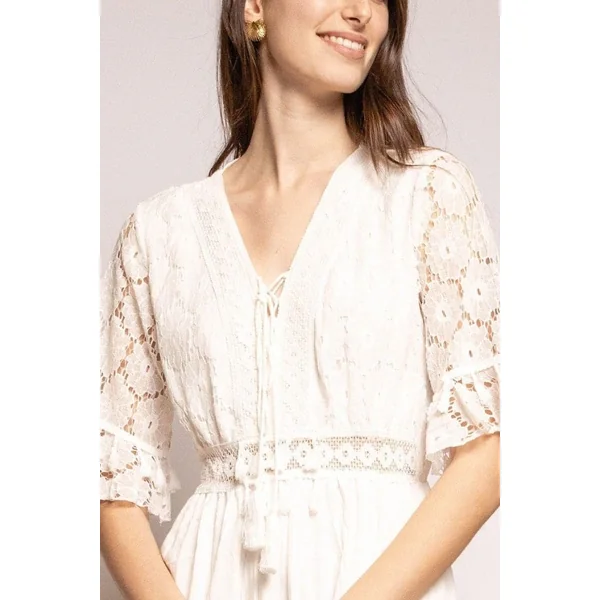 Robe Bohème Blanche Champêtre