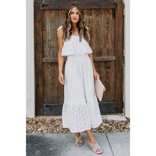 Robe Bohème Blanche Hippie En Dentelle