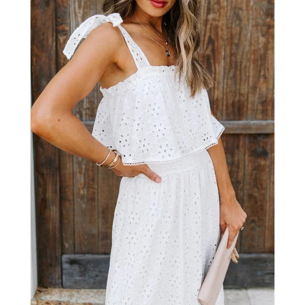 Robe Bohème Blanche Hippie En Dentelle