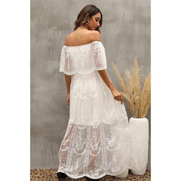 Robe Bohème Blanche à Col Bardot – Solange