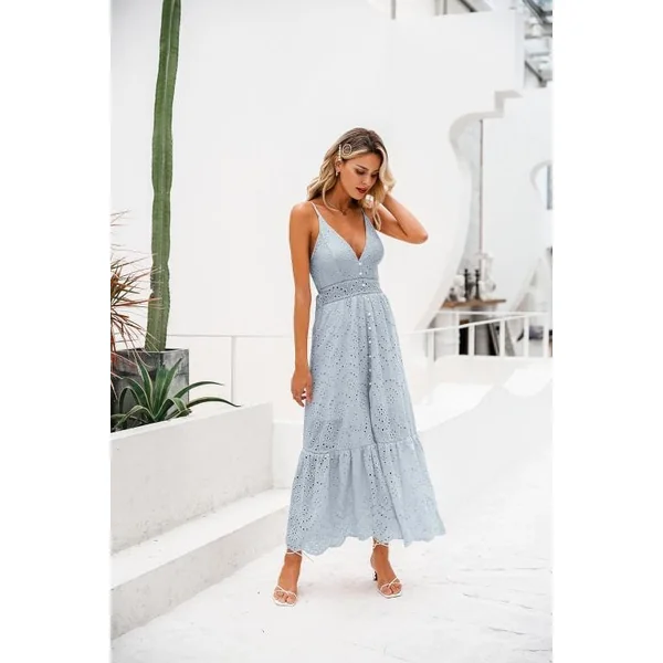 Robe Bohème Bleu Poussière