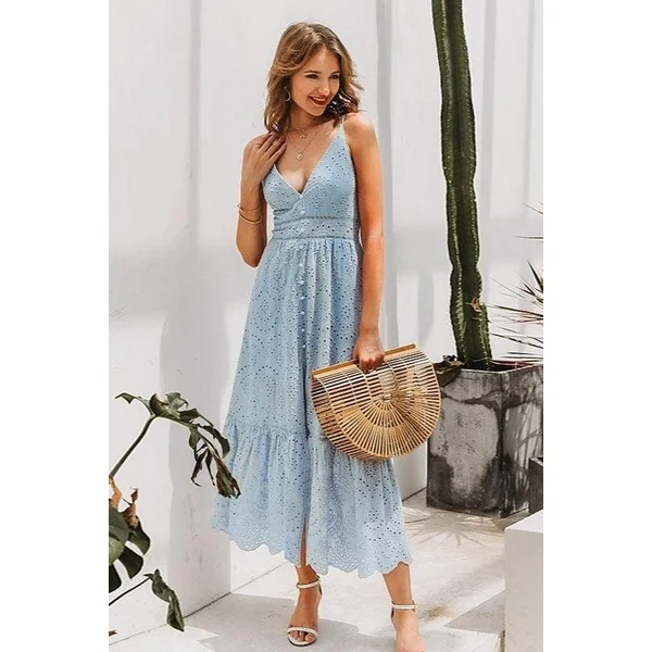 Robe Bohème Bleu Poussière
