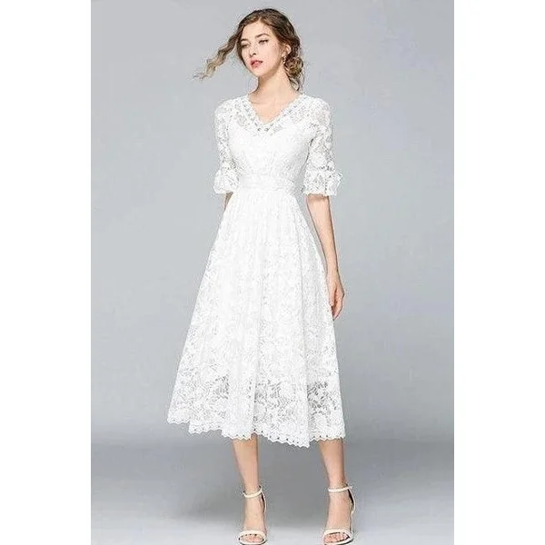 Robe Bohème Chic Longue Dentelle Blanche