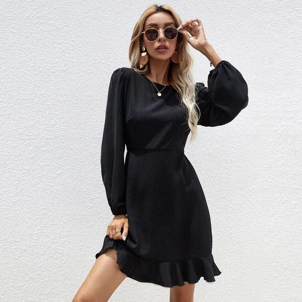Robe Bohème Chic À Manches Longues Noire