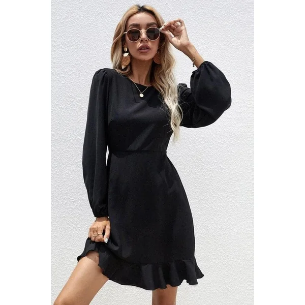 Robe Bohème Chic À Manches Longues Noire