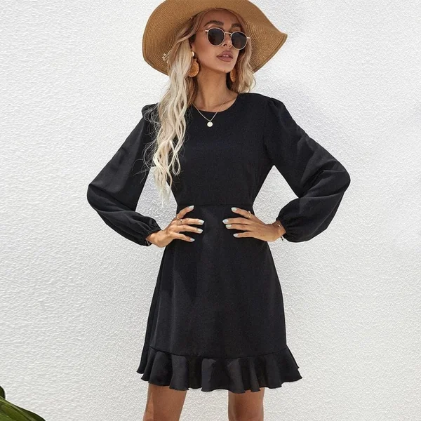 Robe Bohème Chic À Manches Longues Noire