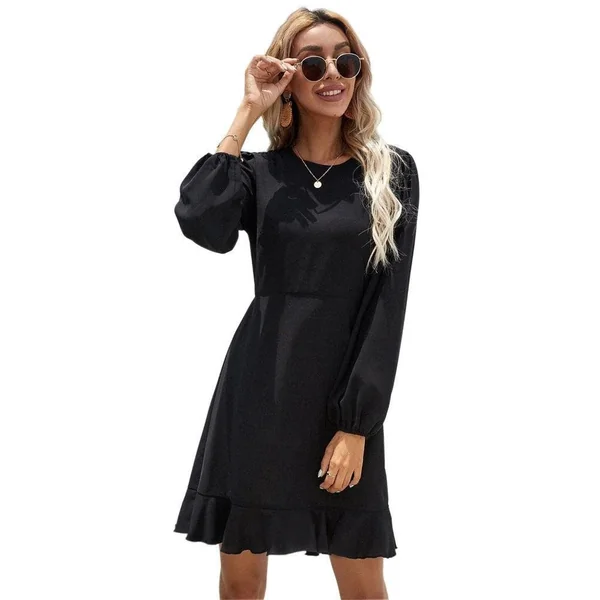 Robe Bohème Chic À Manches Longues Noire