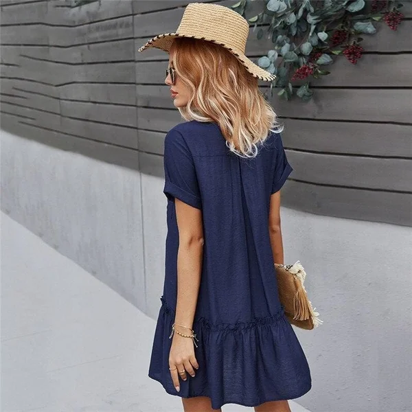 Robe Bohème Courte avec Col en V