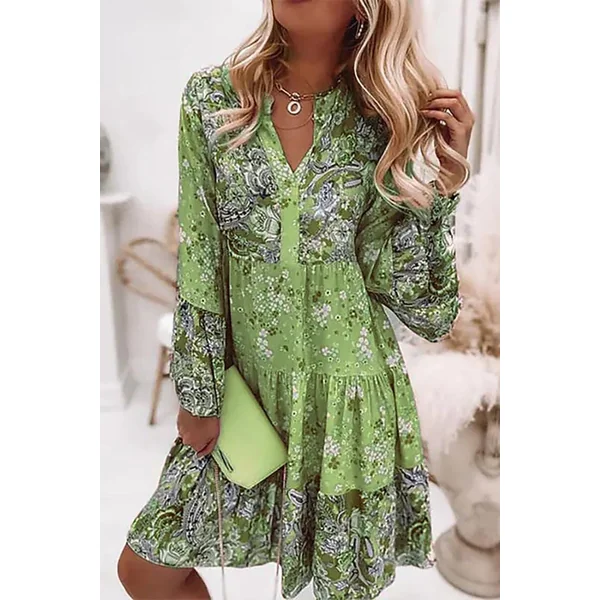 Robe Bohème Courte à Manches Longues – Adélaïde