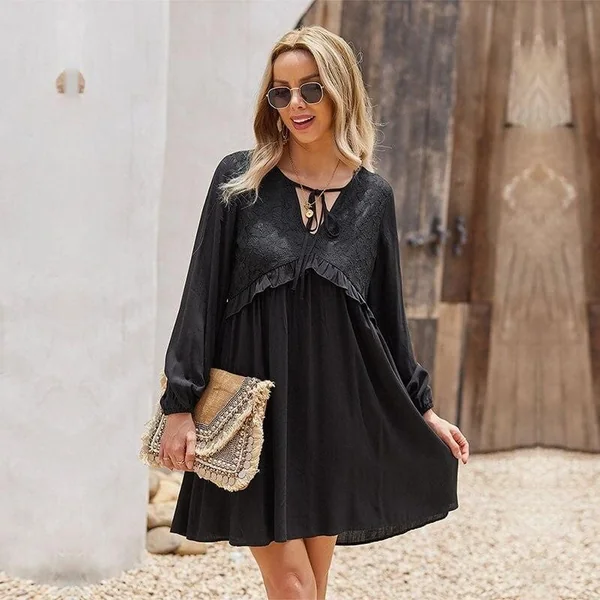 Robe bohème courte à volant