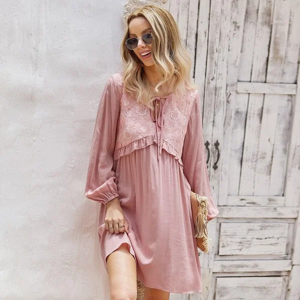 Robe bohème courte à volant
