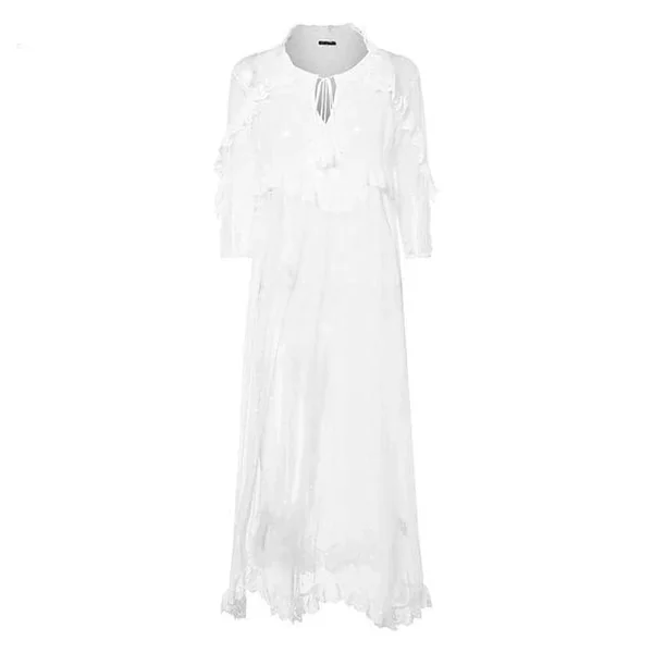 Robe Bohème Dentelle Blanche Manche Longue