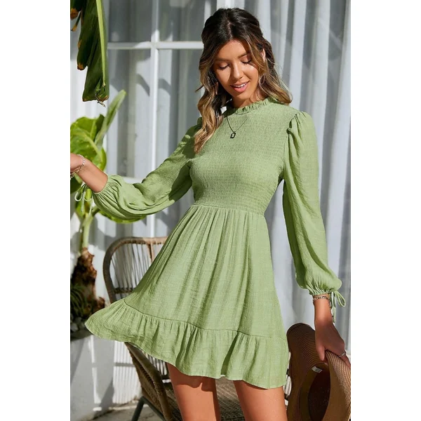 Robe Bohème Décontractée Vert Sauge