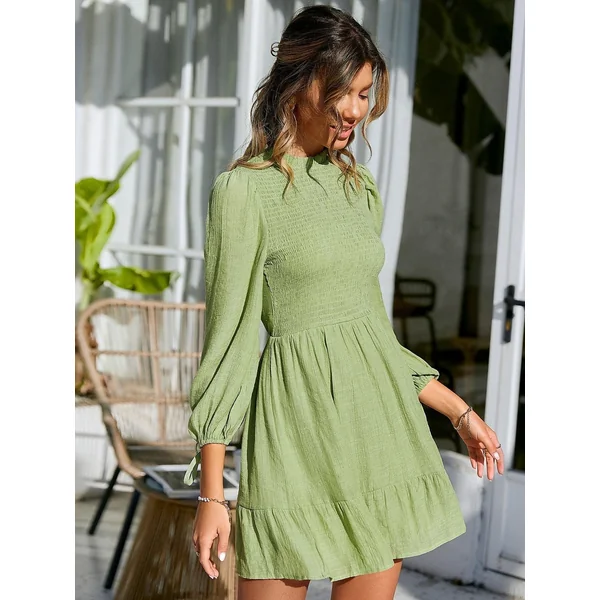 Robe Bohème Décontractée Vert Sauge