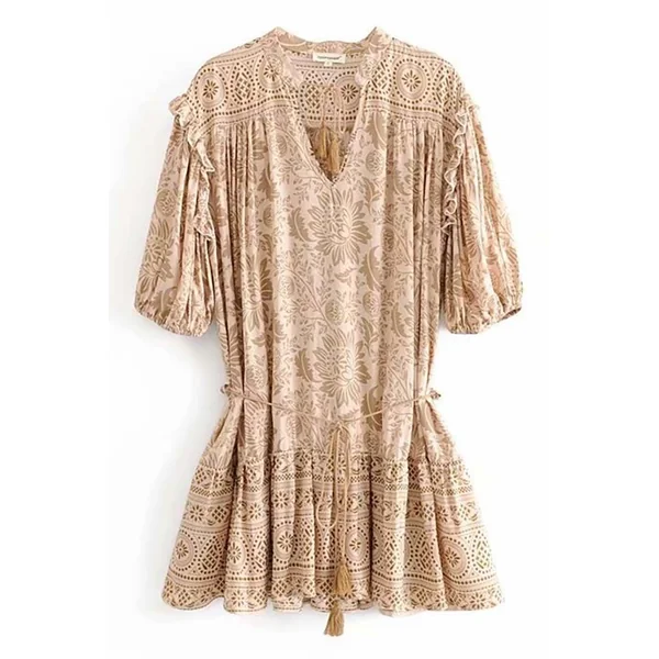 Robe Bohème Ecru en Dentelle – Amandine