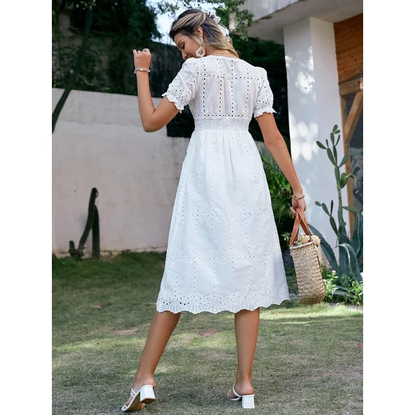 Robe Bohème En Coton Blanc