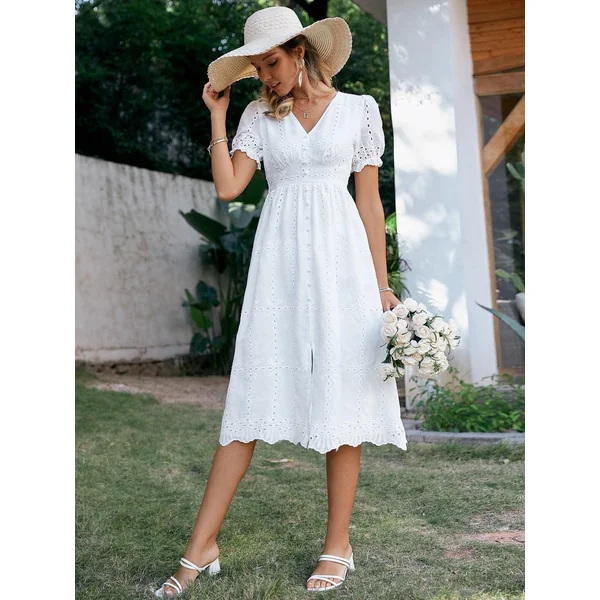 Robe Bohème En Coton Blanc