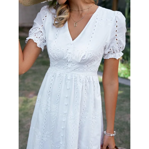 Robe Bohème En Coton Blanc
