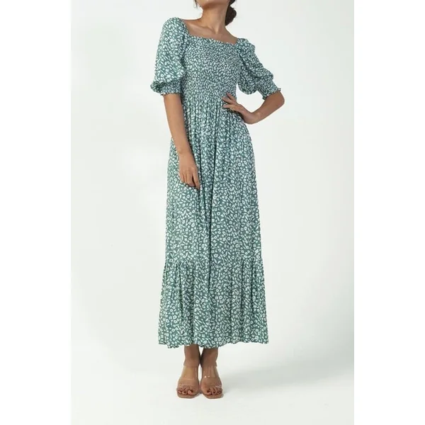 Robe Bohème Fleurie Col Carré