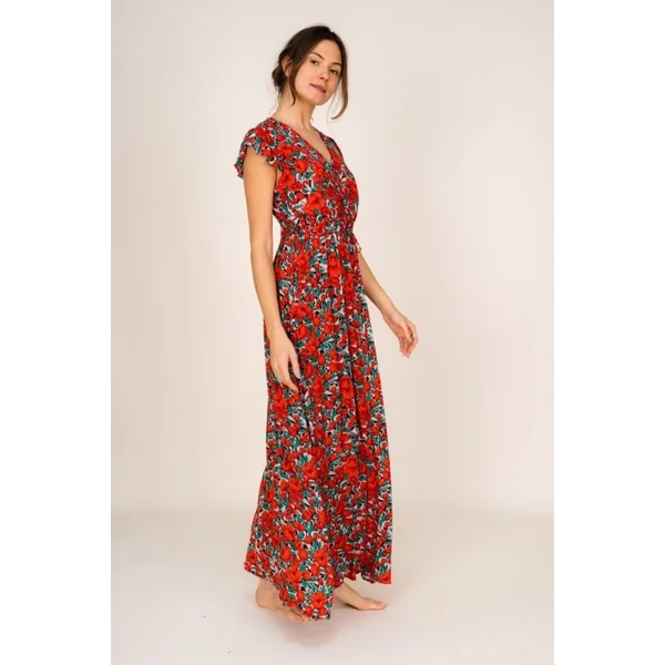Robe Bohème Fleurie Rouge