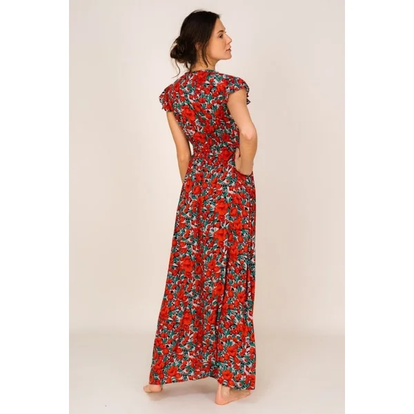 Robe Bohème Fleurie Rouge