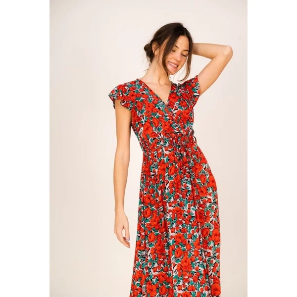 Robe Bohème Fleurie Rouge