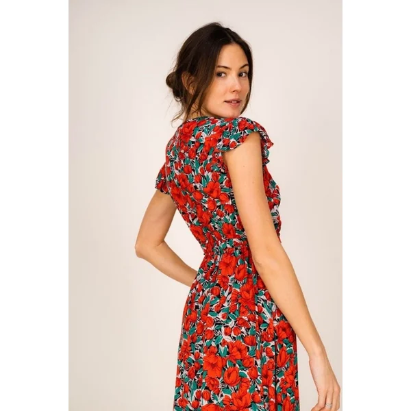 Robe Bohème Fleurie Rouge