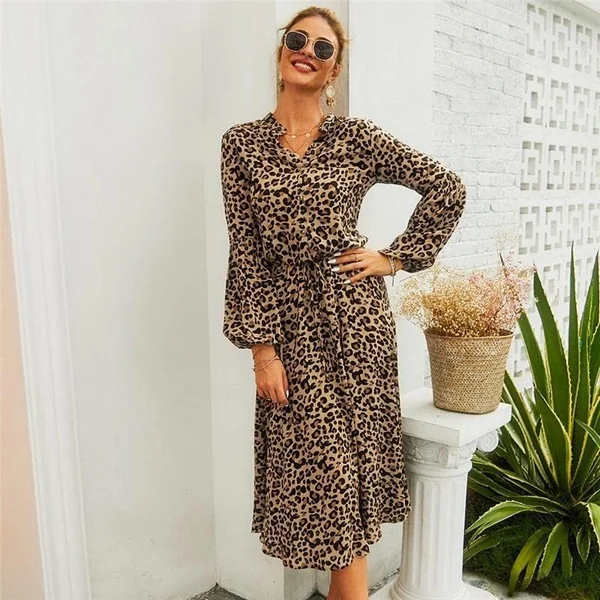 Robe Bohème Longue Léopard