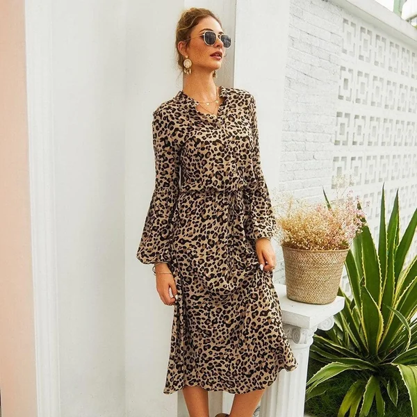 Robe Bohème Longue Léopard