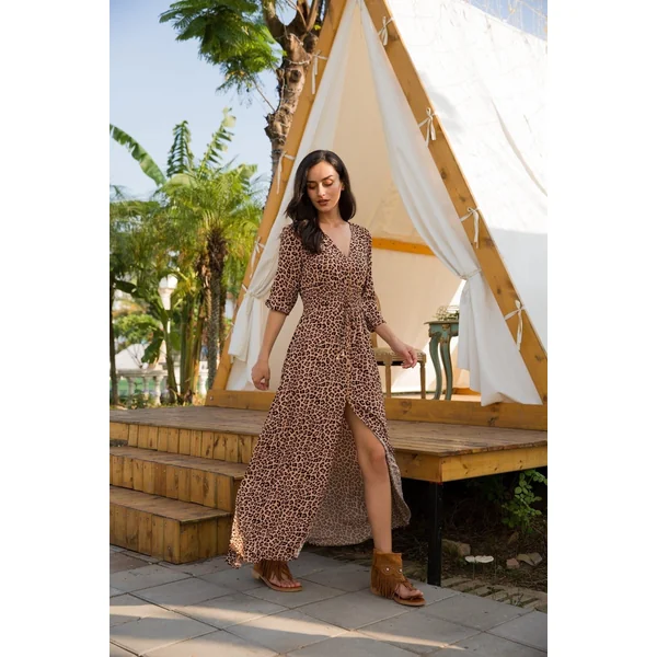 Robe Bohème Longue Léopard