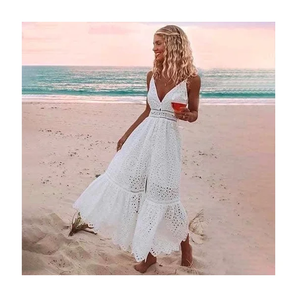 Robe Bohème Mariage Blanche en Dentelle