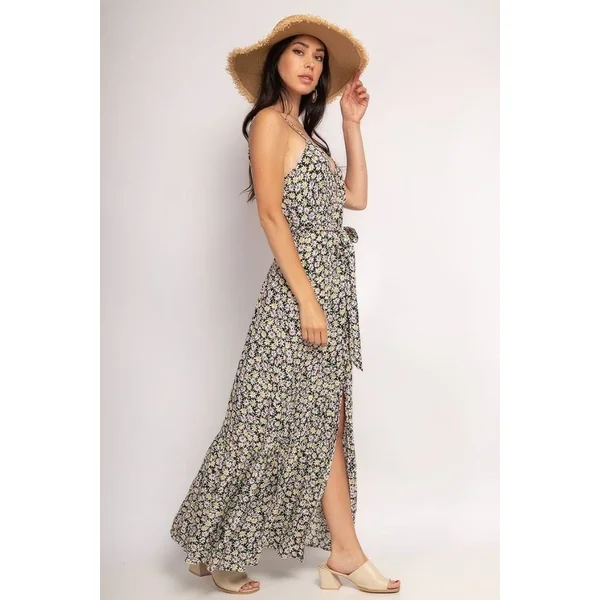 Robe Bohème Noire Fleurie