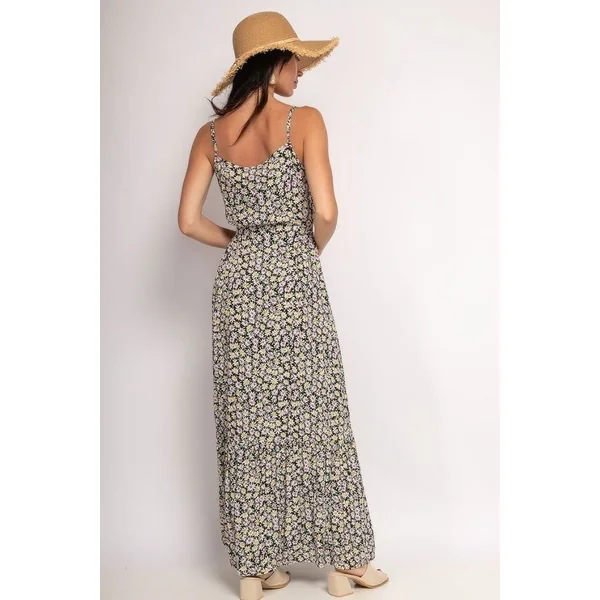 Robe Bohème Noire Fleurie