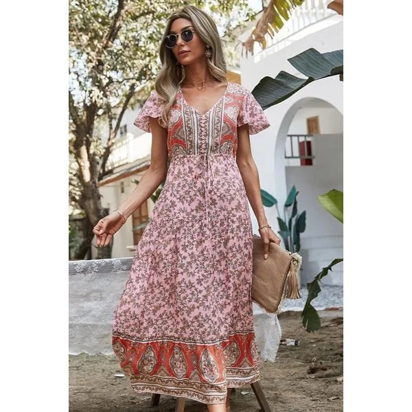 Robe Bohème Rose Romantique