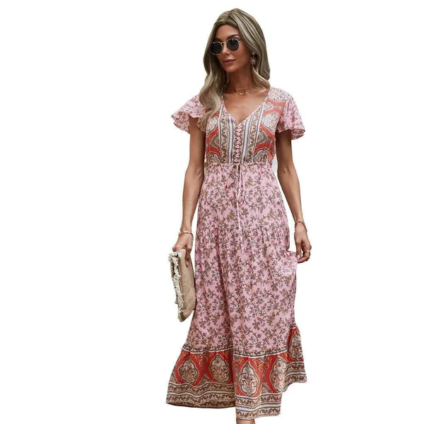 Robe Bohème Rose Romantique