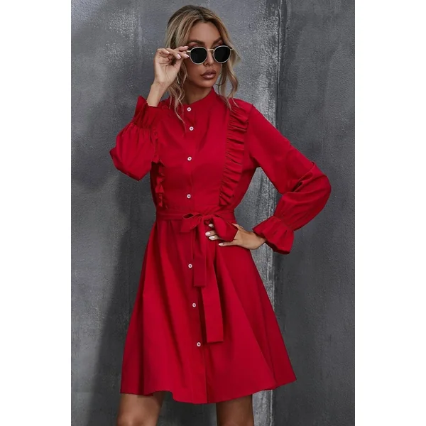 Robe Bohème Rouge À Volants