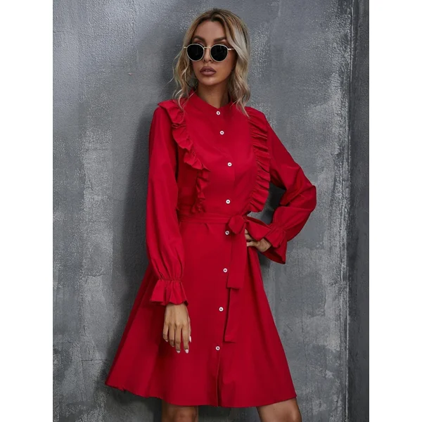 Robe Bohème Rouge À Volants