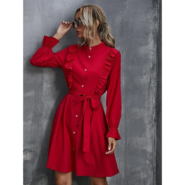 Robe Bohème Rouge À Volants