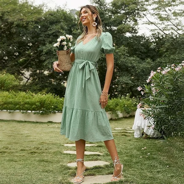 Robe Bohème Vert Sauge