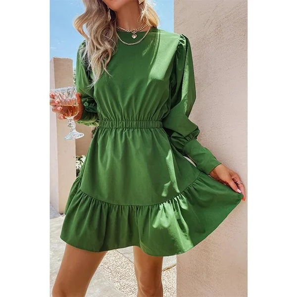 Robe Bohème Verte Manches Lanterne
