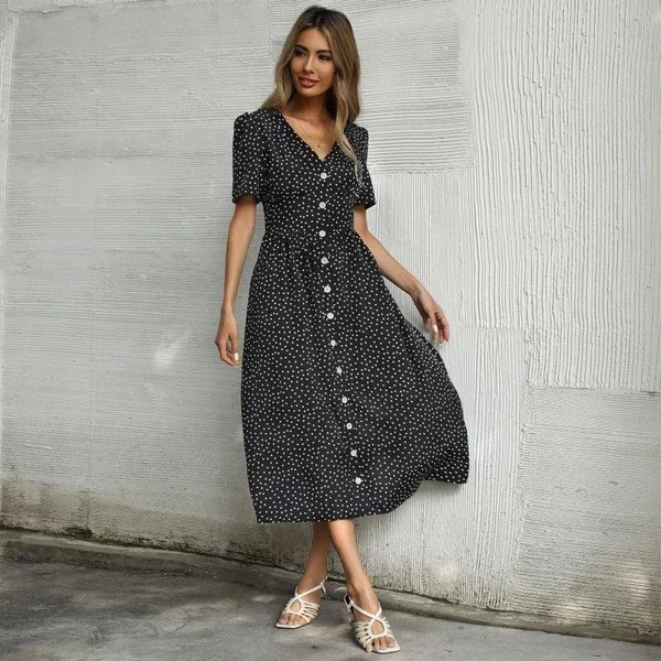 Robe Bohème Verte À Pois