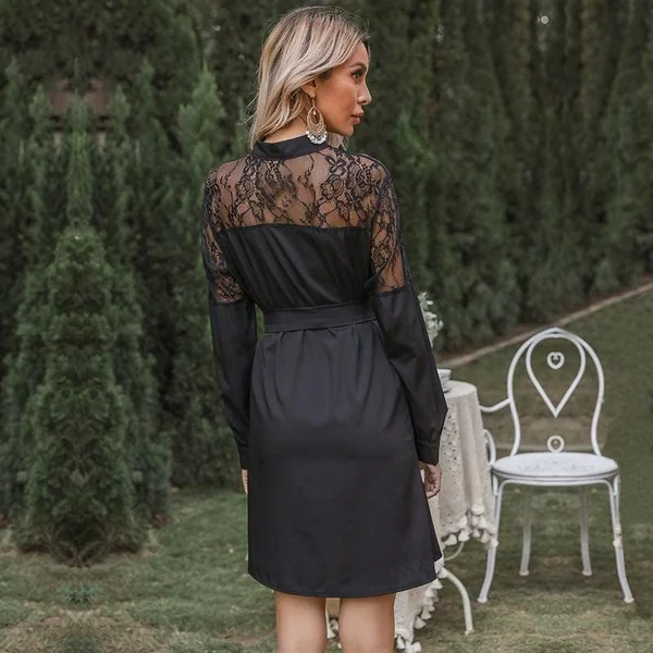Robe Bohème À Col Roulé Noir