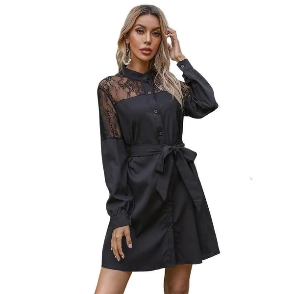 Robe Bohème À Col Roulé Noir